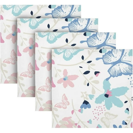 

Hyjoy Cute Flower Butterfly Napkins 4 Pack Cloth Napkins 20x20 Inches Washable Polyester Dinner Napkins for Parties Wedding Restaurant