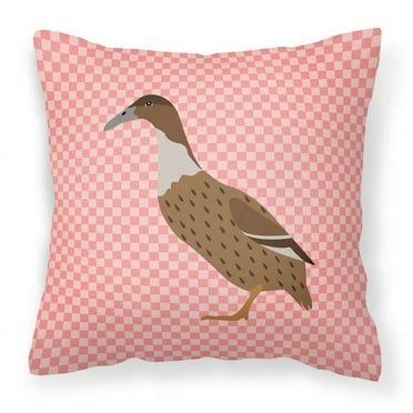 Dutch Hook Bill Duck Pink Check Fabric Decorative Pillow
