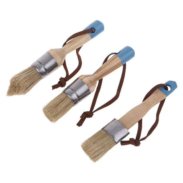 4 Pcs Round Flat Pointed and Wide Chalk Paint Wax Brush Natural