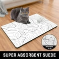 thumbnail image 3 of Dog Food Mat, 12" x 19" Absorbent Dog Cat Bowl Mat for Food and Water, Cute Anti-Slip Rubber Pet Feeding Rug Protect Floors, Placemat for Feeding & Watering Supplies, White Line Art, 3 of 6
