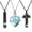 Blue Stone, variant on Personlized 3 Pcs Urn Necklace for Ashes Bulk Cremation Birthstone Cross Heart Cubic Jewelry Stainless Steel Memorial Locket for Men Women