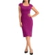 thumbnail image 2 of Vestido ajustado de lápiz para mujer Inspire Chic, con mangas cortas, formal, de longitud hasta la rodilla, color púrpura y rojo, 2 of 6