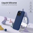 thumbnail image 3 of Compatible with iPhone 14 Pro Case 6.1, Slim Liquid Silicone 3 Layers Full Covered Soft Gel Rubber Phone Case Protective Cover with Microfiber Lining 6.1 inch-Navy Blue, 3 of 12