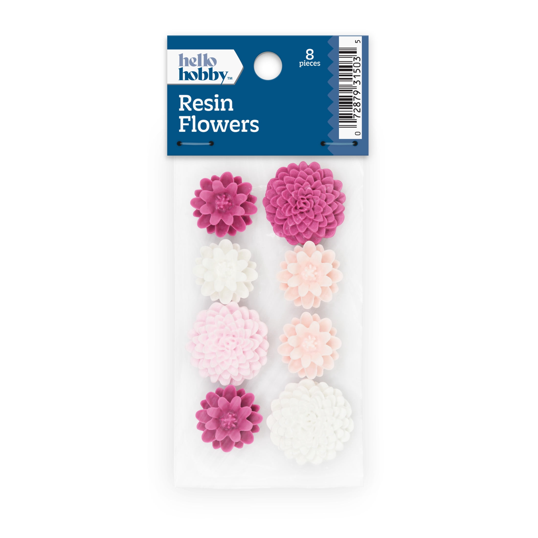 Hello Hobby Accessories Resin Flowers Dark Pink, 8 piece