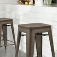 thumbnail image 5 of Lacoo 24'' Indoor Outdoor Stackable Industrial Square Wood Top Modern Metal Bar Stool, Set of 4, Gun, 5 of 7