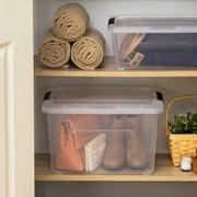 IRIS 32 Qt. Plastic Storage Bins with Lids, Stackable Storage Containers, Totes, 4 Pack