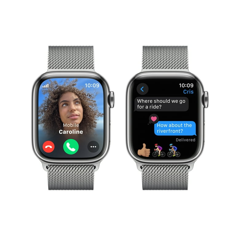 Apple Watch Series 9 GPS + Cellular 41mm Silver Stainless Steel Case with  Silver Milanese Loop