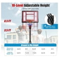 thumbnail image 3 of Portable Basketball Hoop, 5 FT to 10 FT Adjustable Basketball Goal with 10 Heights, All Weather Basketball Stand System with Weight Bag & Wheels, for Youth Adult, Indoor Outdoor Pool, Court, 3 of 9
