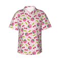 thumbnail image 4 of Wukai Strawberry And Cheery Men's Hawaiian Shirt Short Sleeve Casual Button Down Summer Beach Aloha Shirt Tropical Print Holiday Party, 4 of 8