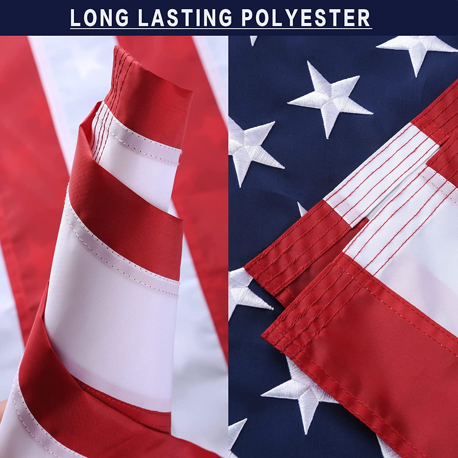 TOPFLAGS 4x6 feet 50 Stars American Flag,Embroidered 210D Embroidered Stars,Sewn Stripes,2 Brass Grommets,Indoor/Outdoor,Vibrant Colors,Quality Polyester,US USA Flag