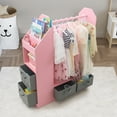 thumbnail image 6 of Zimtown Large Dress up Storage w/ Mirror & Bookshelves, Kids Costume Organizer Portable Storage Closet w/ Hanging Clothing Rack Rod & 4 Drawers, Open Storage Space for Children Bedroom Party Nursery,, 6 of 15