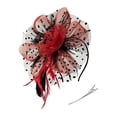 thumbnail image 1 of Sonducket Tocado de plumas Vintage para mujer, velo de estilo Retro, tocado de flores para boda, fiesta, Club, carreras de caballos, eventos, Ropa, zapatos y accesorios Miscelánea Negro+rojo, 1 of 6