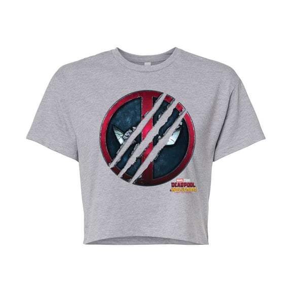 Marvel Deadpool & Wolverine - Scratch Logo - Juniors Cropped Graphic T-Shirt