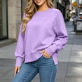 thumbnail image 5 of Womens Loose Oversized Crewneck Sweatshirt Long Sleeve Side Slit Casual Pullover Fall Winter Tops, 5 of 9