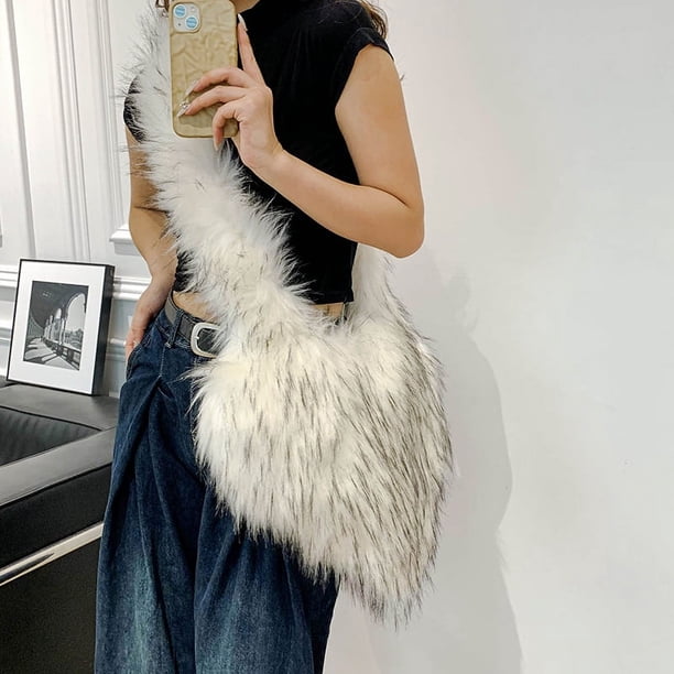 Bolso De Mano Mullido Para Mujer, Bolso De Hombro Mullido, Bolso