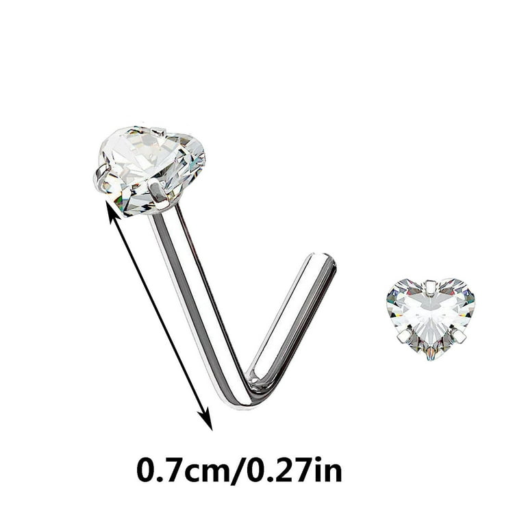 Homchy Love Zircon Nose Nail Nose Ring L shaped Nose Earrings