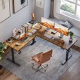 thumbnail image 6 of 62.9 Inch L-Shaped Standing Desk, Electric Height Adjustable Ergonomic Home Office Computer Desk with 3 Memory Buttons and Cable Management, Corner Desk for Home & Office Workstations, Rustic Brown, 6 of 8