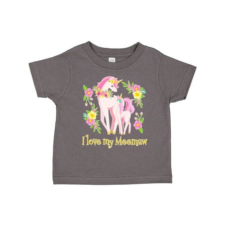 

Inktastic I Love My Meemaw Unicorn with Pink and Yellow Flowers Gift Toddler Boy or Toddler Girl T-Shirt