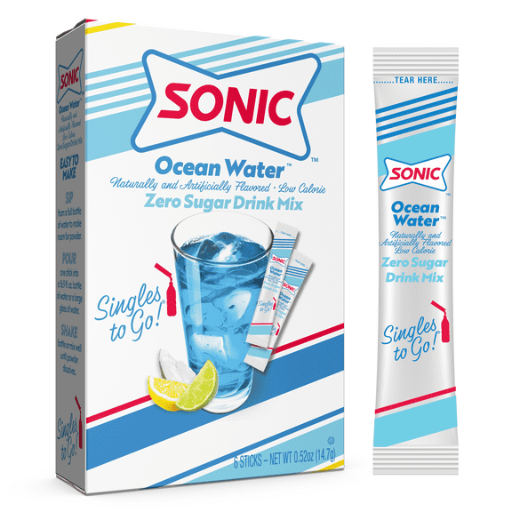 Sonic Zero Sugar Singles-to-Go Powdered Drink Mix, Ocean Water, 6 Count Packets