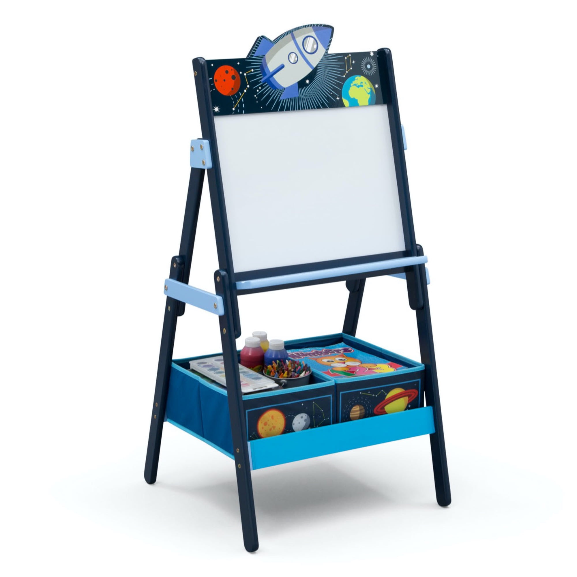 Delta Children Space Adventures Wooden Activity Easel with Storage - Ideal for Arts & Crafts, Drawing, Homeschooling and More, Greenguard Gold Certified