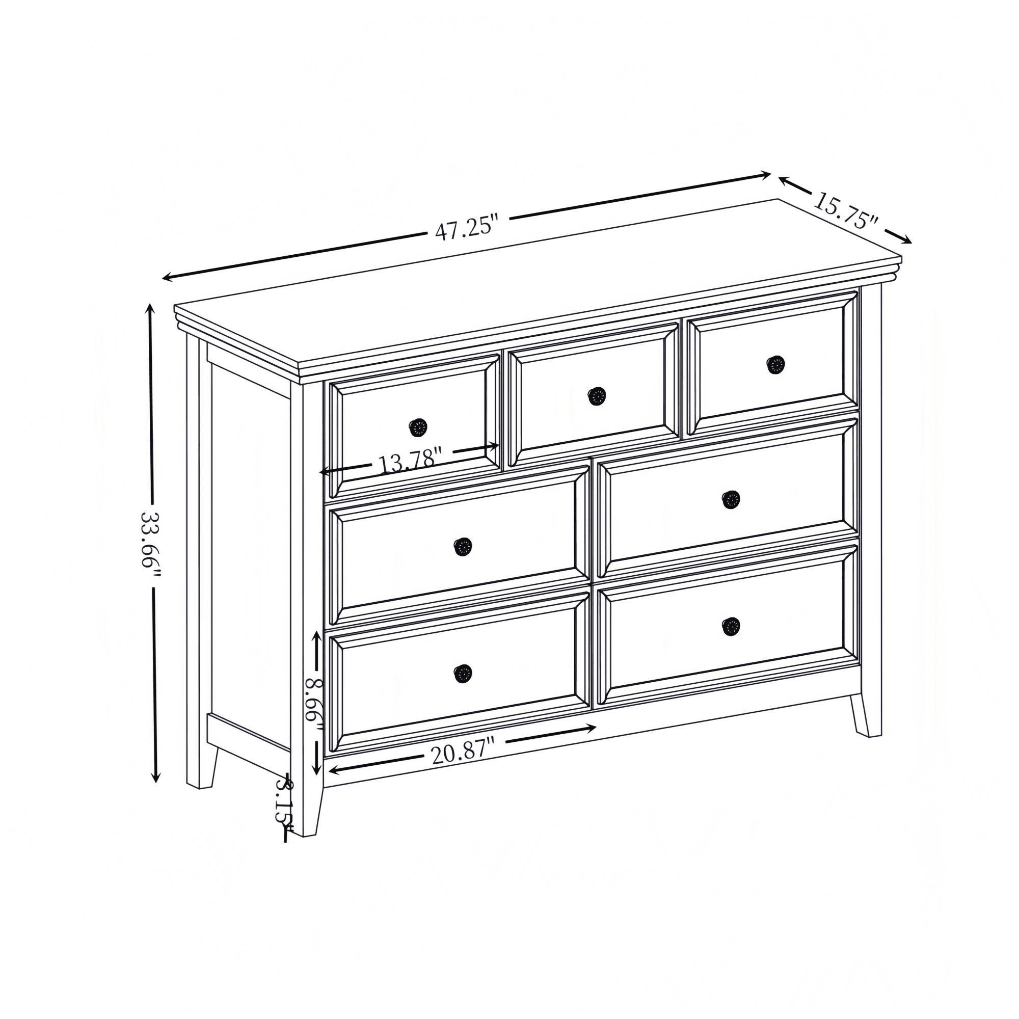 Leumius 7 Drawers Dresser,Modern 7 Drawers Cabinet Chest of Drawers Closet Organizers and Storage for Living Room,Bedroom,Beige