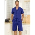 thumbnail image 4 of ANLIQI 100% Cotton Mens Pajamas Set Short Sleeve Sleepwear Button Down Loungewear Soft Pj Set with Pockets (Cobalt Blue,S), 4 of 6