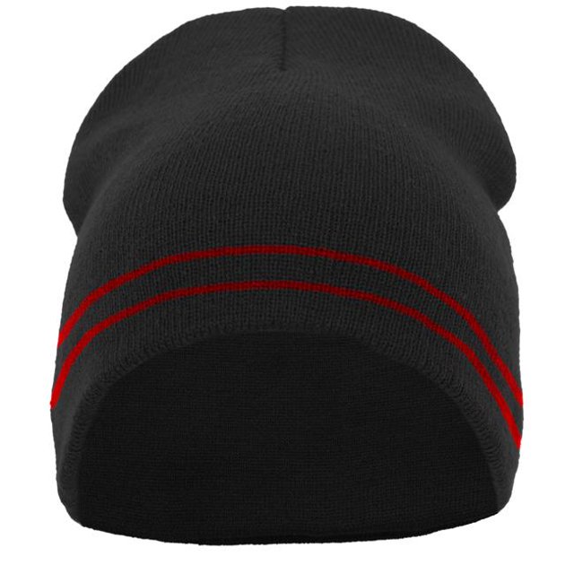 Pacific Headwear 601K.424.OS Basic Knit Beanie, Black & Red - One Size