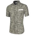 thumbnail image 3 of MODA NOVA Big & Tall Men's Contrast Pocket Short Sleeve Button Down Shirt Beige White M, 3 of 5