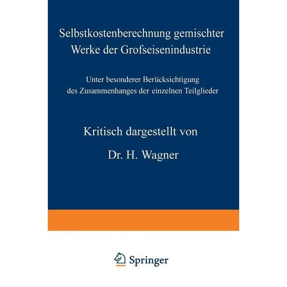 Selbstkostenberechnung Gemischter Werke Der Grofseisenindustrie: Unter Besonderer Berücksichtigung Des Zusammenhanges De, (Paperback)