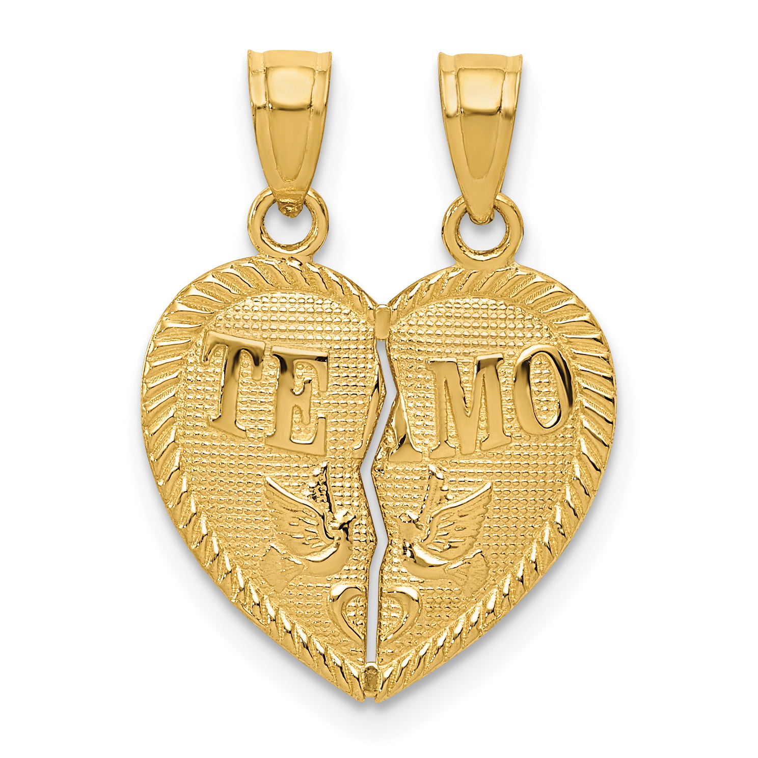 Te Amo Necklace Te Amo Heart 3 Tone Pendant 18k Gold Plated with 20 inch Chain