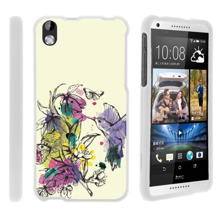 HTC Desire 816, [SNAP SHELL][White] Hard White Plastic Case with Non Slip Matte Coating with Custom Designs - Hummingbird (Htc 816 Best Price)