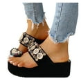 thumbnail image 3 of ZTTD Women's Thick Bottom Beading Button Toe Ring Slippers Platform Flip Flops Shoes Black, 3 of 8