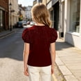thumbnail image 5 of Teylalorva T-Shirt for Girls, Summer Trendy Puff Short Sleeve Crewneck Kids Cute Casual Tee Wine Size 8, 5 of 8