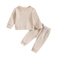 thumbnail image 1 of Gibobby Conjunto niña Niños pequeños Niñas Manga larga Sólido Camiseta Tops Pantalones Trajes(Beige,2-3 Años), 1 of 5