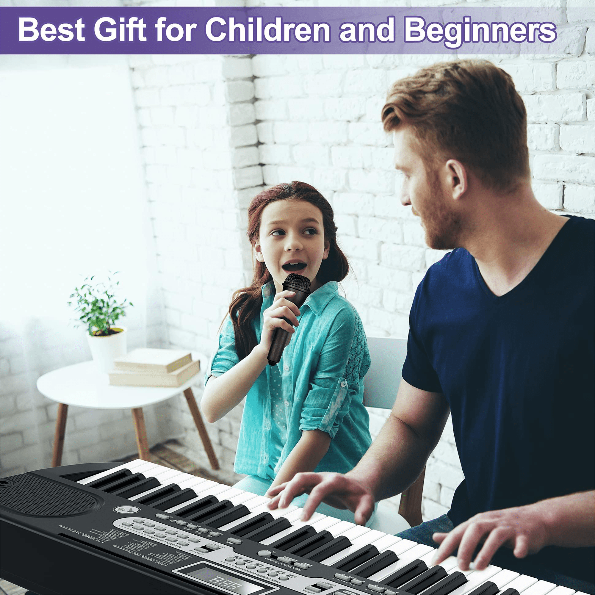 M optimized 61-Key Electric Keyboard Piano Set for Beginners and Kids with Microphone, Headphones, Stand, Stool, and Carrying Bag, Portable and Ideal for Teaching, Perfect Birthday, Christmas Gift
