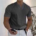 thumbnail image 2 of Garbnen M-5XL Big and Tall Shirts for Men Loose Fit Short Sleeve T Shirts for Man V Neck Lightweight Breathable Summer Casual Work Going Out Workout Shirts for Men Gray 4XL, 2 of 9