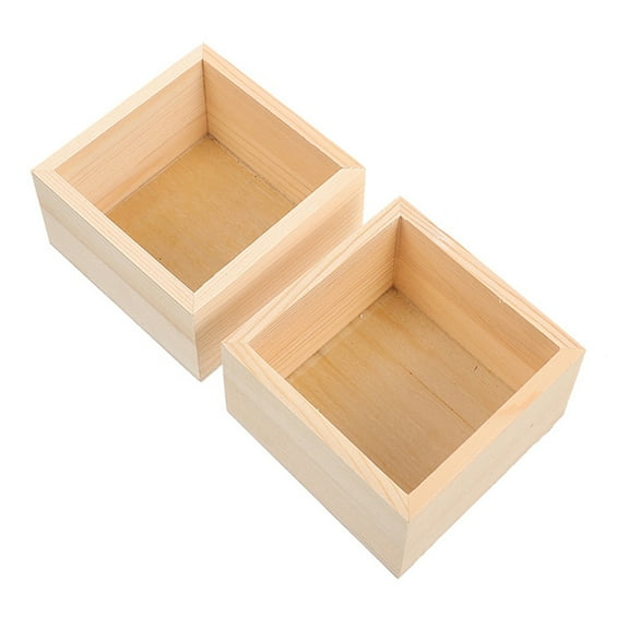 WRITWAA Unpainted Wooden Box Storage Box Wood 2Pcs