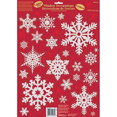 Amscan Glittery Snowflake Vinyl Window Clings