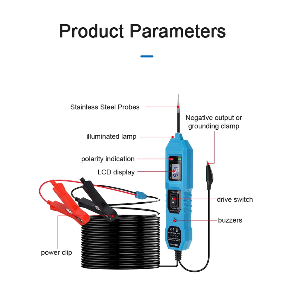 Htovila Electrical System Tester,LCD Display Car Tool Circuit Probe 3.5V-36V Test Resistance Check DC Tester Diode Tester ERYUE Power Probe Kit LCD Relay Fuse Tester Resistance Check Tool HUIOP