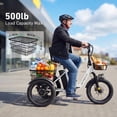 thumbnail image 5 of ACTBEST Electric Tricycle for Adults, 18"x3.0" Fat Tire 3-Wheel Electric Bike, 350W(Peak 1200W) Motor 48V 10.4Ah Battery, Folding E-Trike Up to 18Mph (Light Blue) with Mirror & Phone Bag, 5 of 12