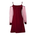thumbnail image 4 of JIAYUE Women's Dress V-Neck Above Knee Elegant Casual Long Sleeve With Sheer Mesh For Daily Wear Classic Female Dresses, 4 of 4