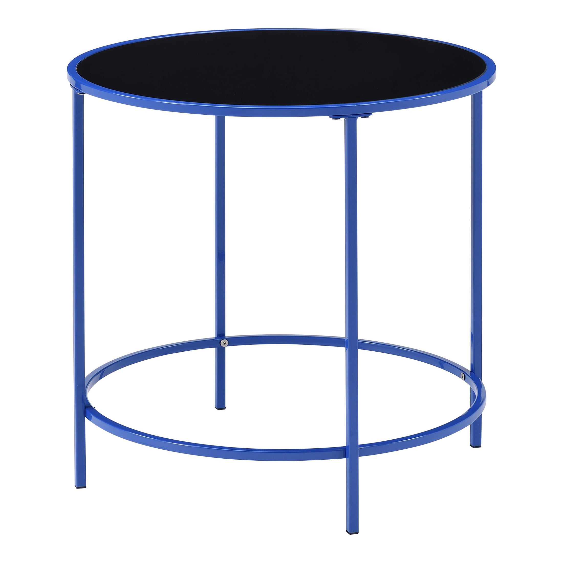 Furniture of America Harre Glass Top Side Table, Blue