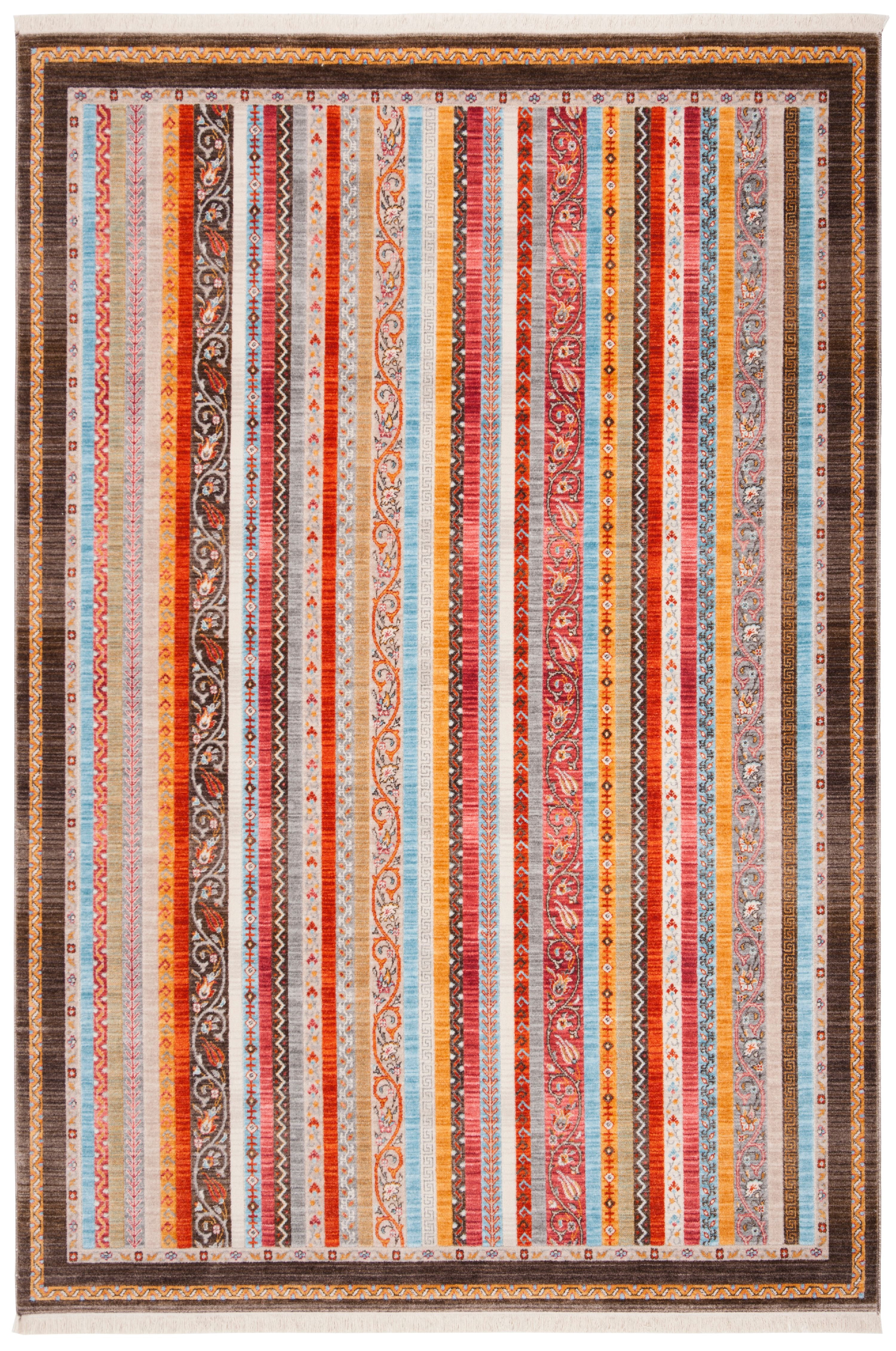 SAFAVIEH Bokhara Rosanne Striped Polyester Area Rug, Brown/Yellow, 4' x 6'