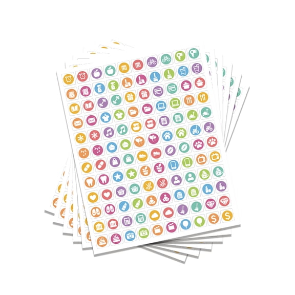 Pack of 600 Planner Stickers 60 Designs Mini Icons Daily Stickers Calendar Sticker for Diary and Organiser for Journaling and Planning 0.6 x 0.6 Inch