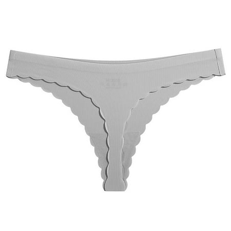 MZXELPRJD Womens Underwear Women s Solid Color Thong Seamless Ice Silk Low Waist Panties Plus Size Underwear for Women Grey XL