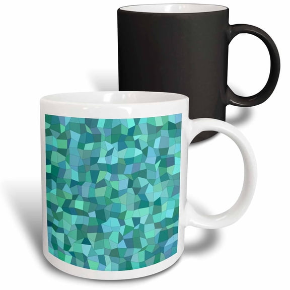 3drose, Teal Color Irregular Rectangle Mosaic, 11oz Magic Transforming Mug
