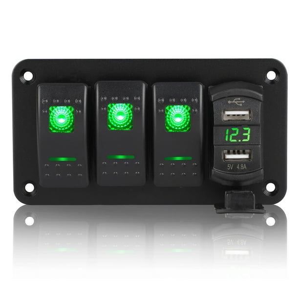 EEEkit 4 Gang Marine Boat Rocker Switch Panel Waterproof