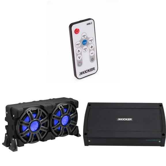 Kicker 51MWLE104 - MWE 10-Inch Loaded Premium Marine Sub Encl w/ Passive Radiator 4ohm & 48KXMA9005 Marine Amp Bundle ( Includes LED Remote )