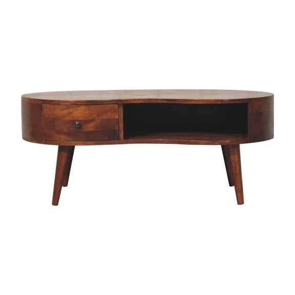 Lesuto Large Chestnut Wave Coffee Table - Nordic Style, Wood