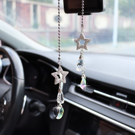 1Pcs Crystal Car Pendant Fashion Auto Rearview Mirror Hanging Ornaments for Woman Girls Lucky Gift Car Interior Accessories